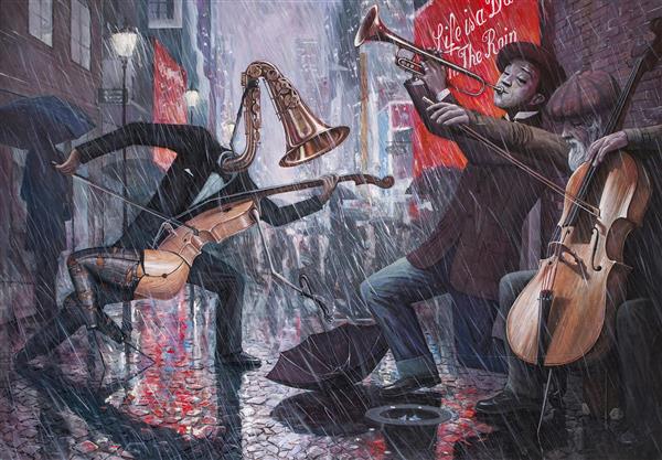 زندگی رقص در باران است نقاشی اثر آدریان بوردا