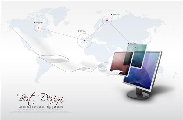 طرح بروشور کسب و کار نقشه جهان و بهترین طراحی