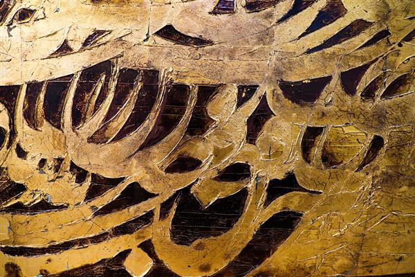 نقاشیخط طلایی بافت ورق طلا خوشنویسی نستعلیق اثر لیلی منتظری