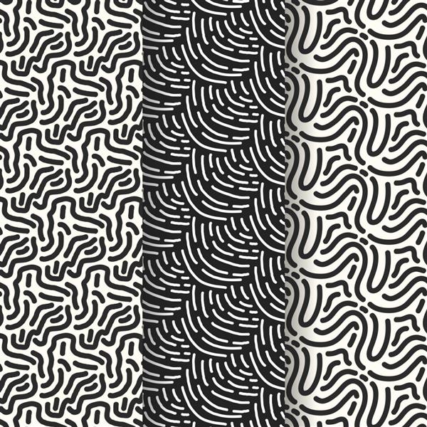 الگوهای خطوط گرد سیاه و سفید