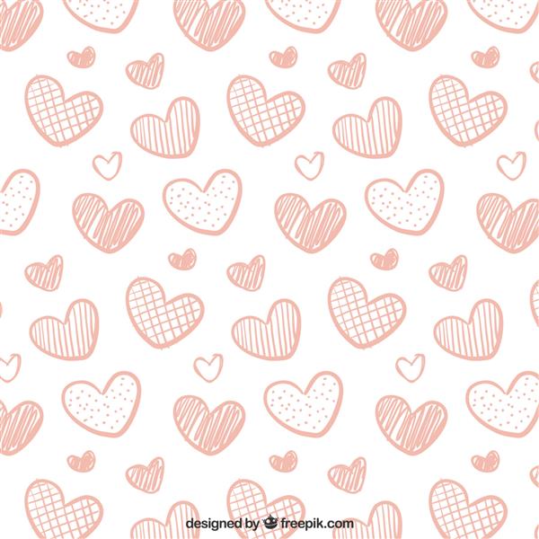 طرح دستی از قلب های صورتی تزئینی برای روز ولنتاین