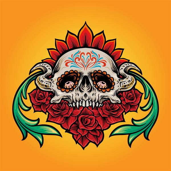 Muertos جمجمه قند مکزیکی با تصاویر گل