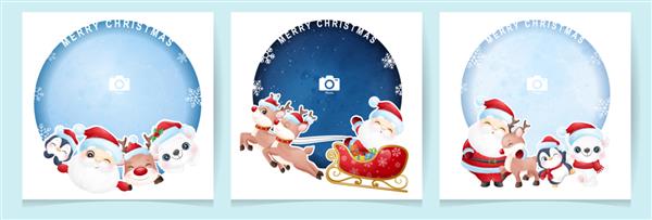بابا نوئل و حیوان ابله زیبا برای روز کریسمس با مجموعه قاب عکس
