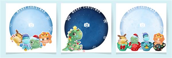 دایناسور ابله زیبا برای روز کریسمس با مجموعه قاب عکس