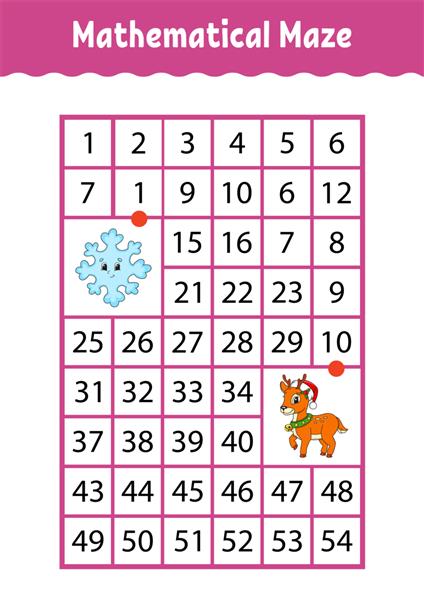 پیچ و خم مستطیل ریاضی بازی برای بچه ها هزارتوی شماره