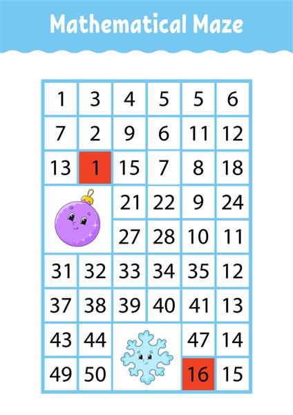 پیچ و خم مستطیل ریاضی بازی برای بچه ها هزارتوی شماره