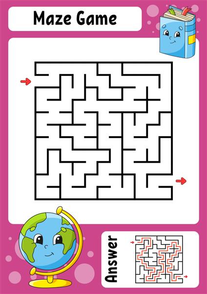 ماز مربعی بازی برای بچه ها هزارتوی خنده دار کاربرگ توسعه آموزش صفحه فعالیت پازل برای کودکان
