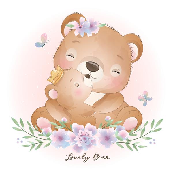 خرس ابله زیبا با تصویر گل