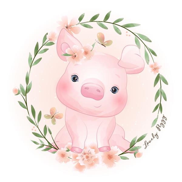 خوک ابله ناز با تصویر گل