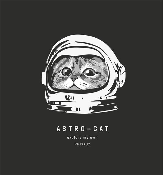 شعار Astrocat با گربه ناز در تصویر کلاه فضانورد