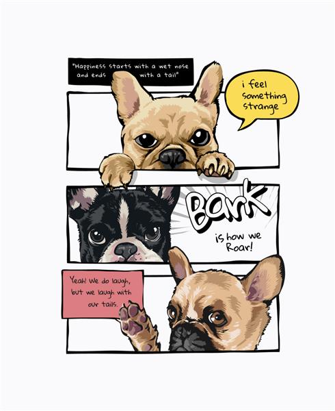 سگ های کارتونی در تصویرسازی سبک پانل کمیک
