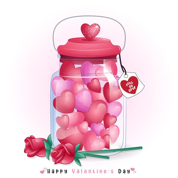 آب نبات شکل قلب زیبا در داخل بطری برای روز ولنتاین