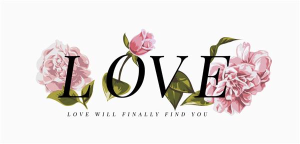 شعار عشق با تصویر گل های صورتی