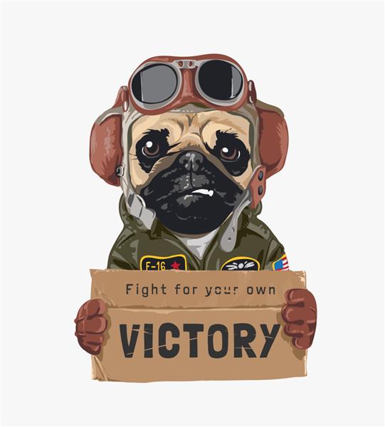 تصویر مقوای پیروزی در دست هواپیمای سگ پاگ