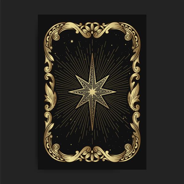 کارت ستاره زینتی قدیمی با حکاکی لوکس باطنی بوهو معنوی هندسی طالع بینی تم های جادویی برای کارت خواننده تاروت