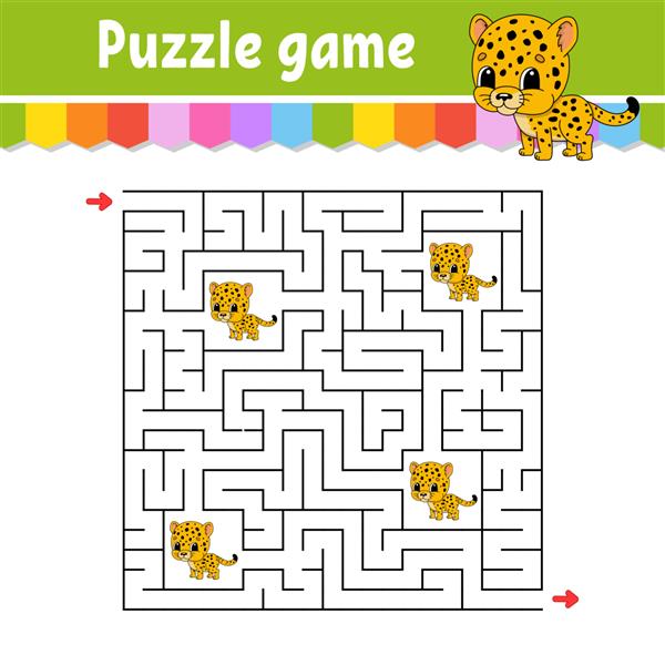 ماز مربعی بازی برای بچه ها جگوار خالدار پازل برای کودکان معمای هزارتو راه درست را پیدا کنید شخصیت کارتونی