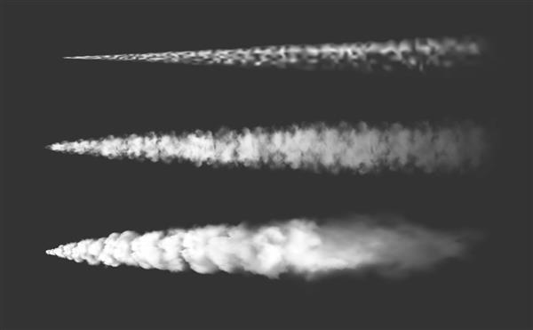 وکتور شیمی تریل هواپیما و جت بخار هواپیما یا مسیرهای دود هوا واقع بینانه مسیرهای دود هواپیما یا سفینه فضایی راکت و آثار دود ابرهای سفید دودی