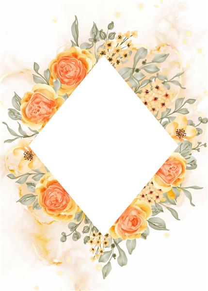 پس زمینه قاب گل رز Talitha با الماس فضای سفید رز نارنجی زرد