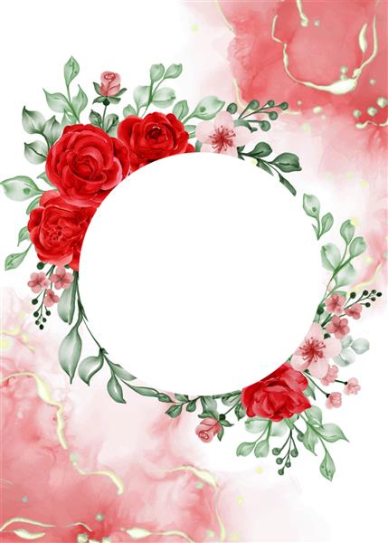 پس زمینه قاب گل قرمز رز آزادی با دایره فضای سفید