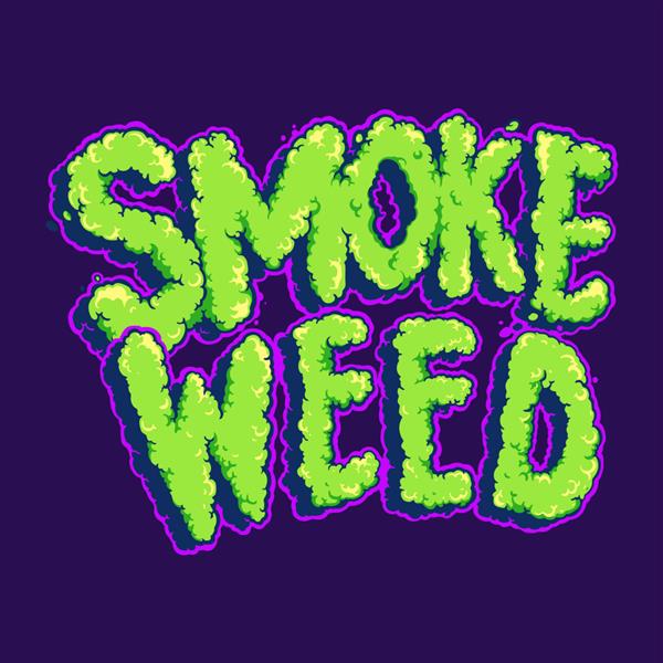 تصاویر وکتور فونت روزمره Smoke Weed برای لوگوی کار تی شرت کالای طلسم طرح های برچسب و برچسب پوستر کارت تبریک تبلیغاتی شرکت تجاری یا مارک