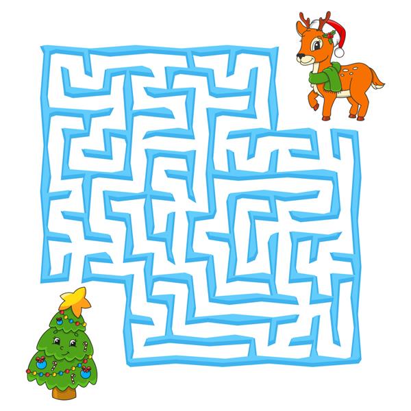 بازی ماز مربعی کریسمس برای کودکان پازل زمستانی برای کودکان