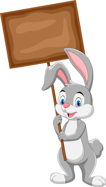 کارتونی خرگوش که تخته خالی را نگه می دارد