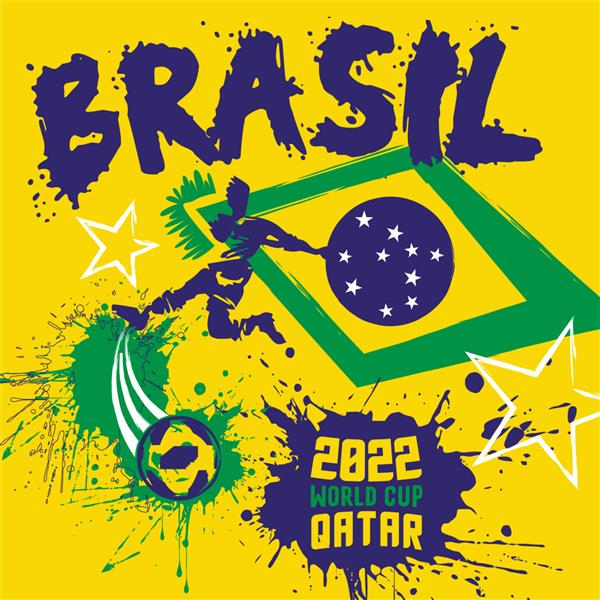 تصویر پوستر فوتبال برزیل برای طراحی جام جهانی 2022 قطر