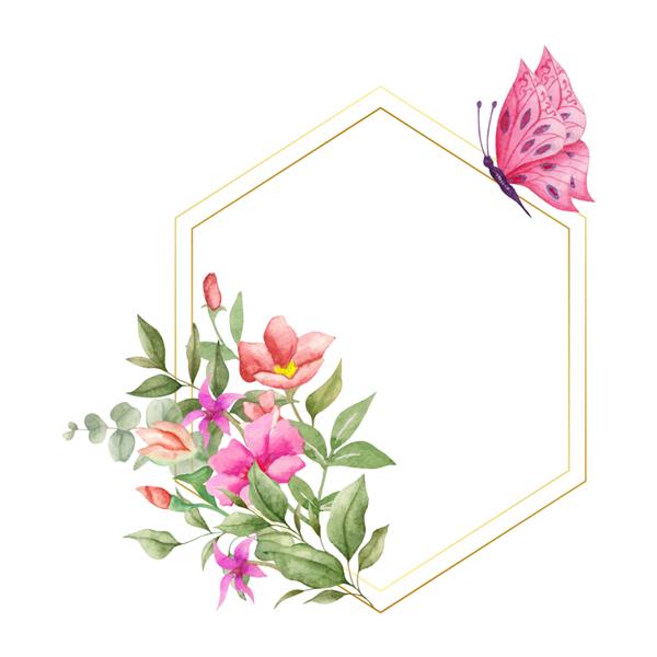 قاب گلدار آبرنگ به سبک زیبا با تزئینات گیاه شناسی