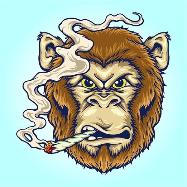 تصاویر وکتور Smoke angry Monkey برای لوگوی کار شما تی شرت کالای طلسم طرح های برچسب و برچسب پوستر کارت تبریک تبلیغاتی شرکت تجاری یا برندها