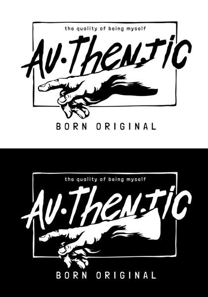 شعار معتبر با دست گرافیکی در زمینه سیاه و سفید