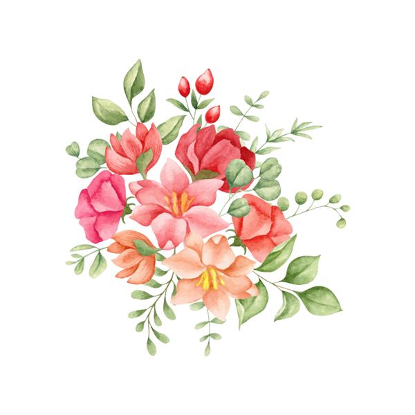 دسته گل تزئینی آبرنگ برای کارت تبریک