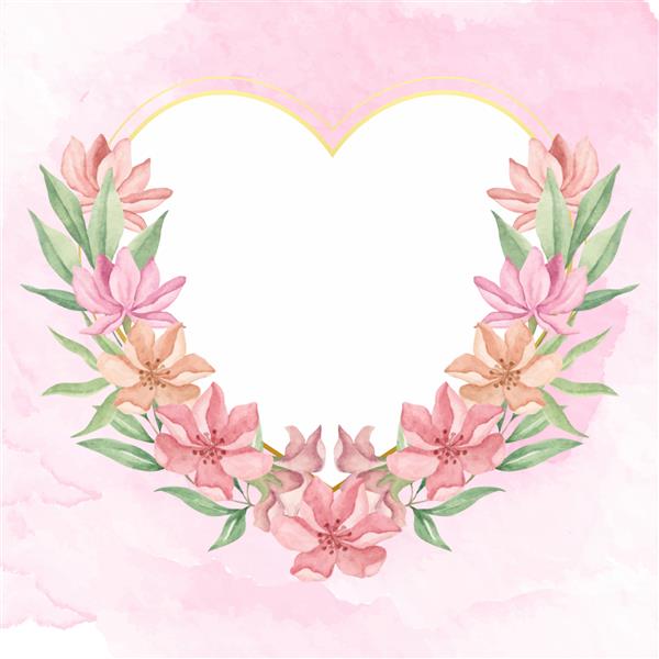 قاب گل آبرنگ شکل قلب برای روز ولنتاین