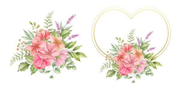 قاب گل آبرنگ شکل قلب برای روز ولنتاین