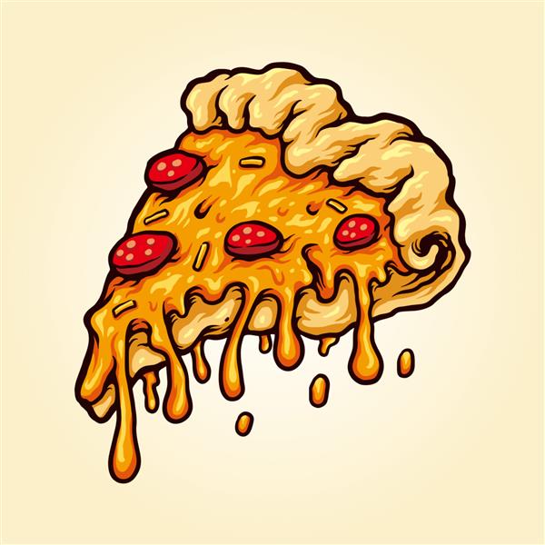 تصاویر وکتور فست فود برش پرنده پیتزا با پنیر ذوب شده برای لوگوی کار شما