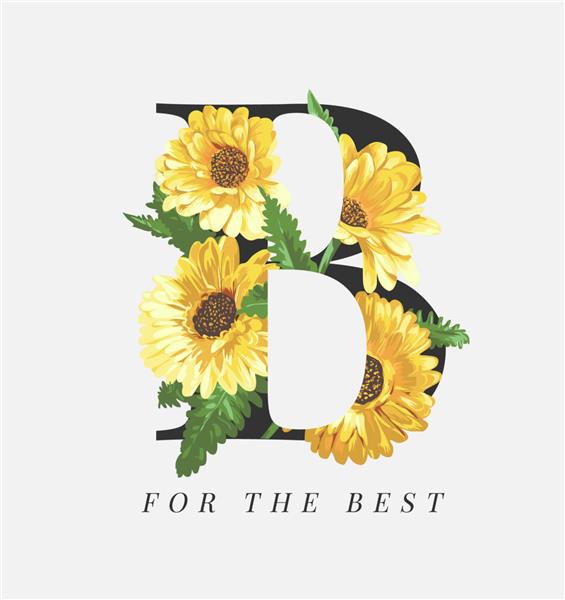 B برای بهترین شعار با گل در تصویر حرف b