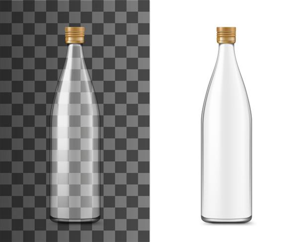 بسته واقعی بطری شیشه ای ماکت شفاف