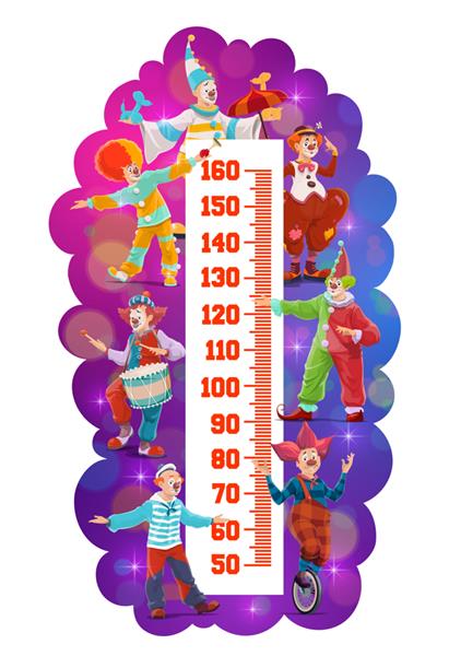 نمودار قد کودکان دلقک های کارتونی سیرک شاپیتو