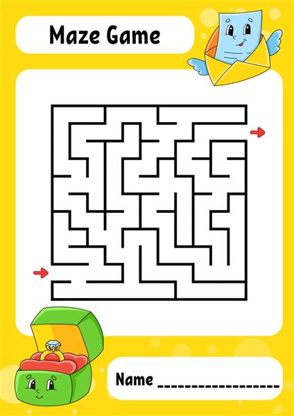 ماز مربعی بازی برای بچه ها هزارتوی خنده دار کاربرگ توسعه آموزش صفحه فعالیت روز ولنتاین
