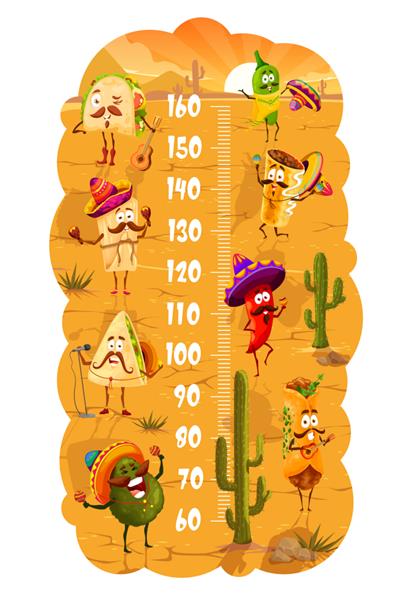 نمودار قد کودکان غذای کارتونی مکزیکی تکس مکس