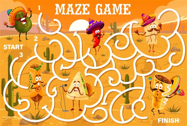 بازی کارتونی هزارتوی ماز نوازندگان غذای مکزیکی
