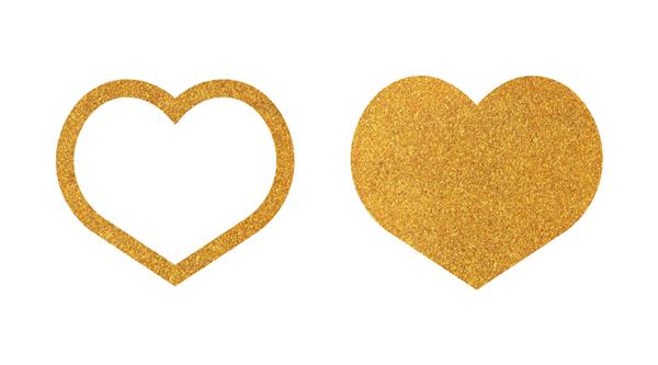 مجموعه شکل های قلب براق طلایی لوکس برای کارت روز ولنتاین