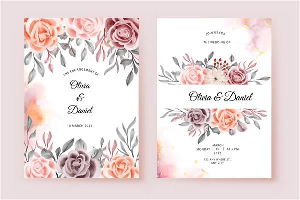 کارت دعوت عروسی گل رز زیبا