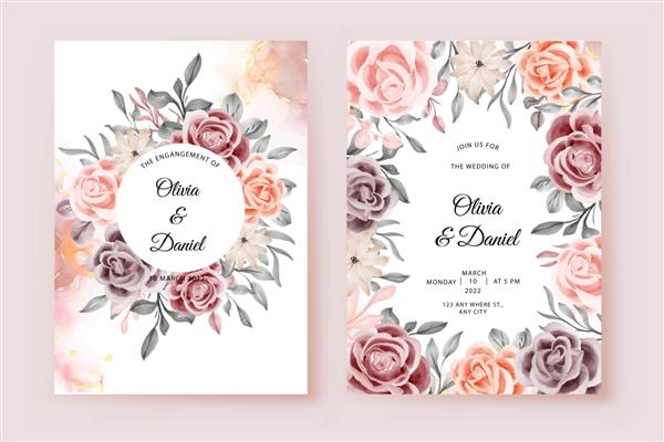 کارت دعوت عروسی با گل رز زیبا