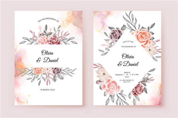 دعوت نامه عروسی با دست زیبا با گل رز