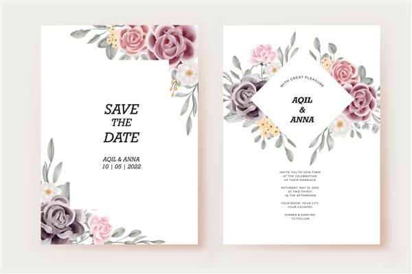 قالب کارت دعوت عروسی گل رز زیبا
