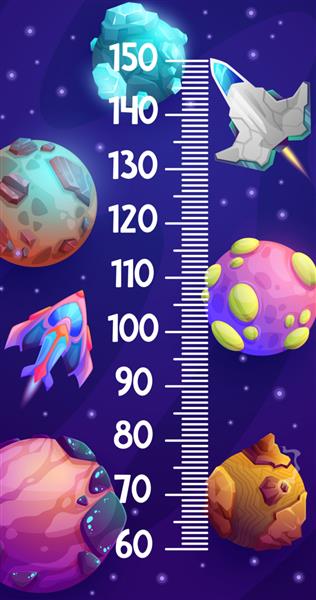 نمودار قد کودکان کارتونی سیارات فضایی کهکشان
