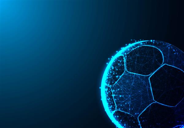 تصویر وکتور از یک توپ فوتبال با نقطه نقطه خطوط مثلثی