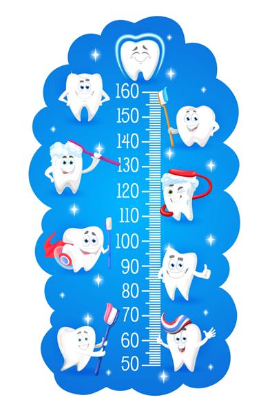 نمودار قد دندان های کارتونی با مسواک کودکان
