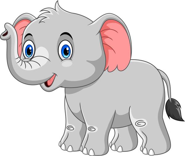 فیل کارتونی در پس زمینه سفید