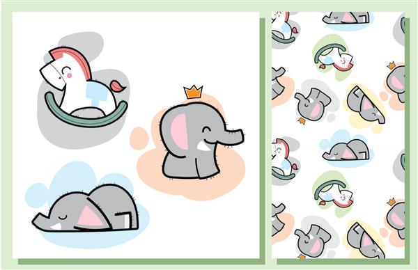 تصویر فیل ناز تخت برای بچه ها و مجموعه الگو